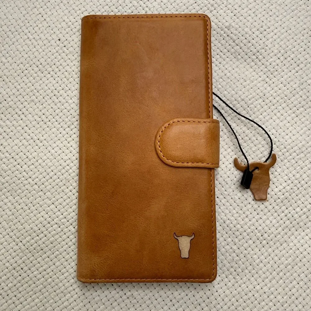 TORRO Tan Leather Wallet Phone Case with Card Slots and Magnetic Closure